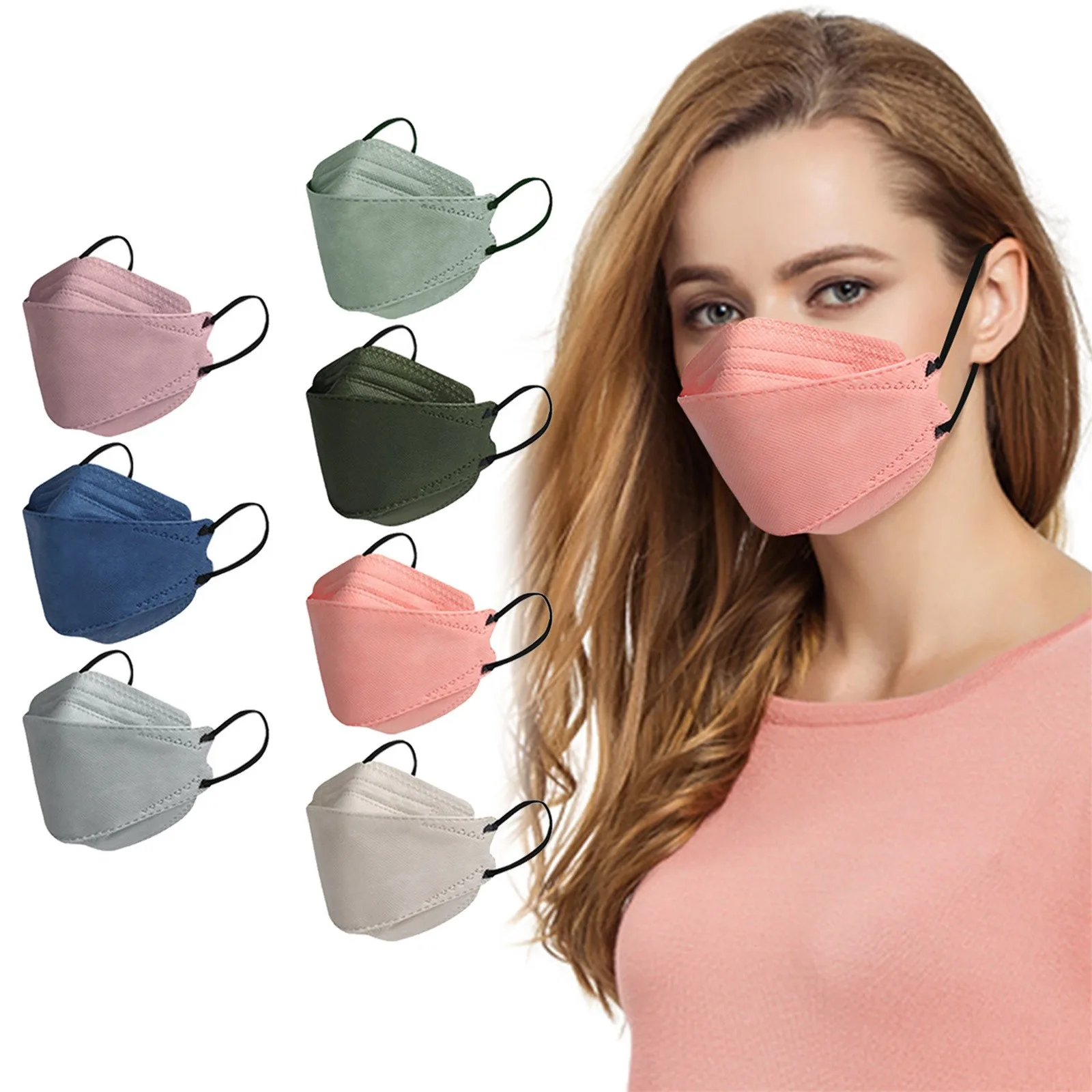 

Woman Disposable Face Masks Soild Colour 4 Layer Breathable For Adult 3D Design Mask Covering Pm2.5 Masks Earloop Bandage Masks