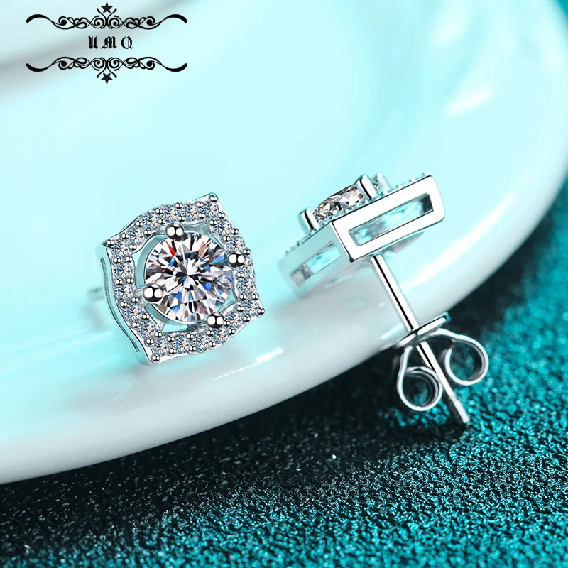 

Корейские S925 Pt950 Позолоченные геометрические серьги Morsonite женские серебряные серьги прямые