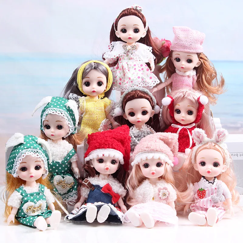 

Новинка, 16 см, BJD, комплект рождественской куклы, 13 суставов, подвижные 3D глаза, модное платье, милый комплект куклы принцессы, платье для дево...