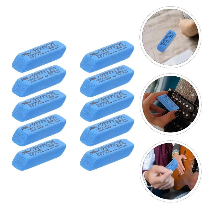

10pcs Household Frets Polish Tools Kit Practical Clean Fret Erasers Blue Guitar Supplies Musical Instrument Rust Remover Brush
