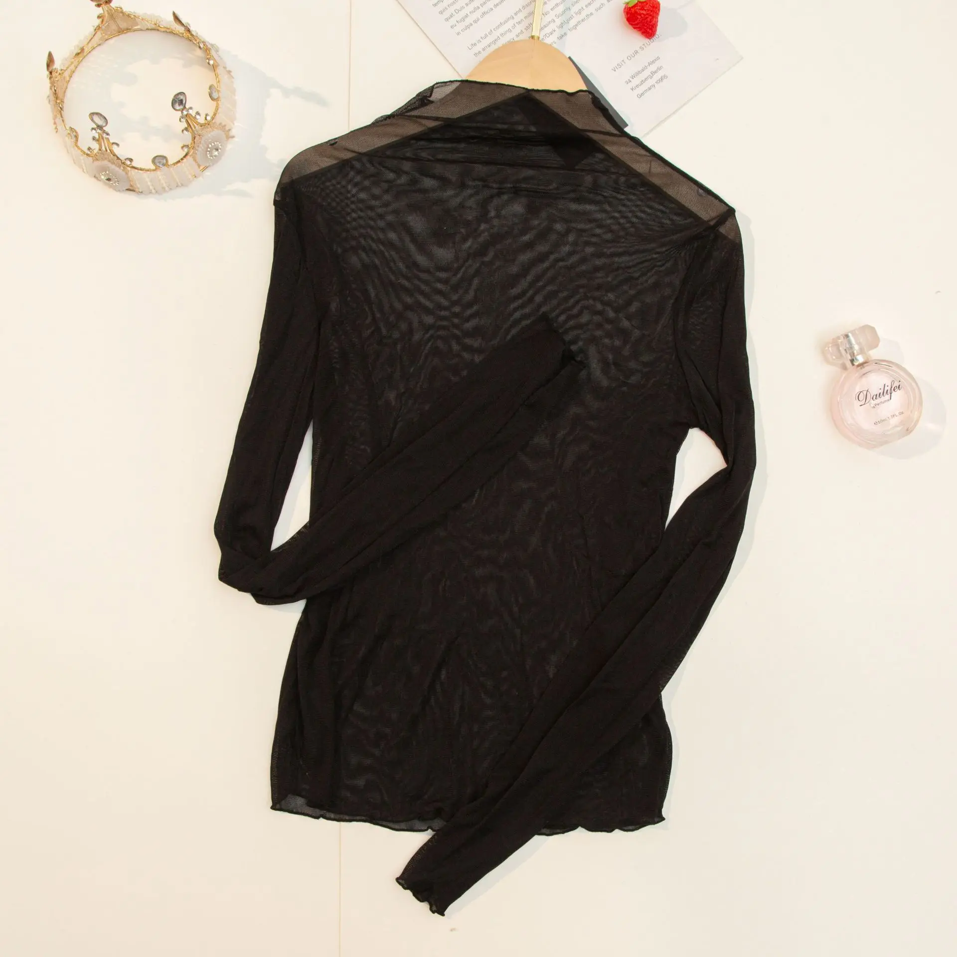 Женская рубашка с длинным рукавом высоким воротом Рубашки Блузки блузка женская