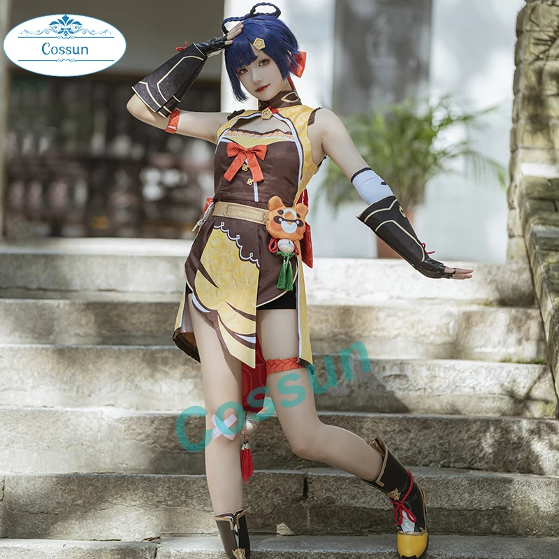 

Anime! Genshin Impact Xiangling Game Suit Lolita Dress Lovely Uniform Cosplay Costume Halloween Party Outfit For Women