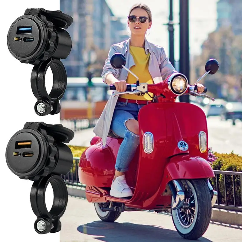 

Motorcycle USB Charger Portable Dual USB Adapter Moto Accessories Waterproof Phone PD Fast Charging Adapter For Motorcycle