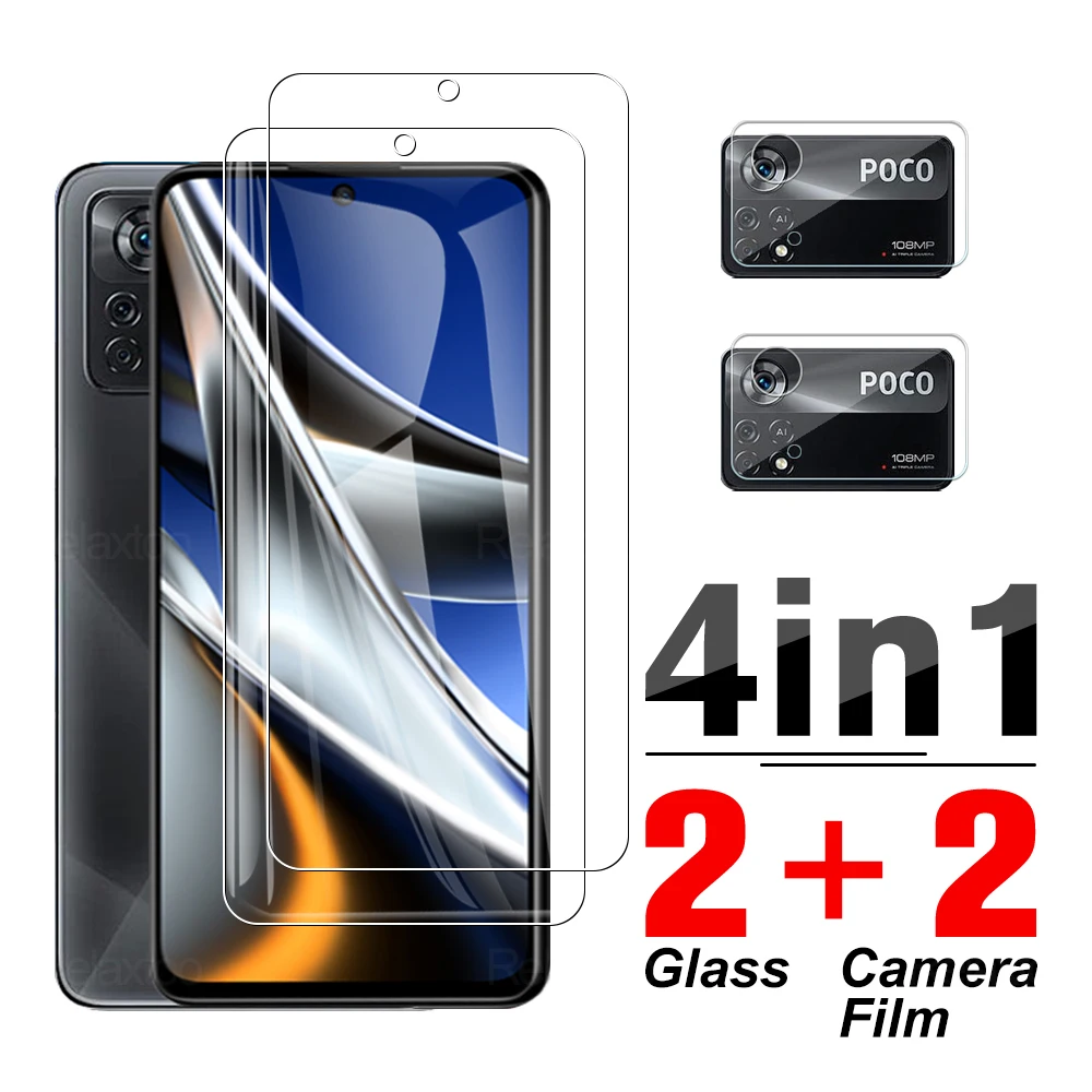 

Защитная пленка для объектива 4 в 1, закаленное стекло для Xiaomi Poco X4 Pro Xiami Poco X4 Nfc X3 Pro X3 Gt F2 Pro X2 M4 M3 F3 phone F1