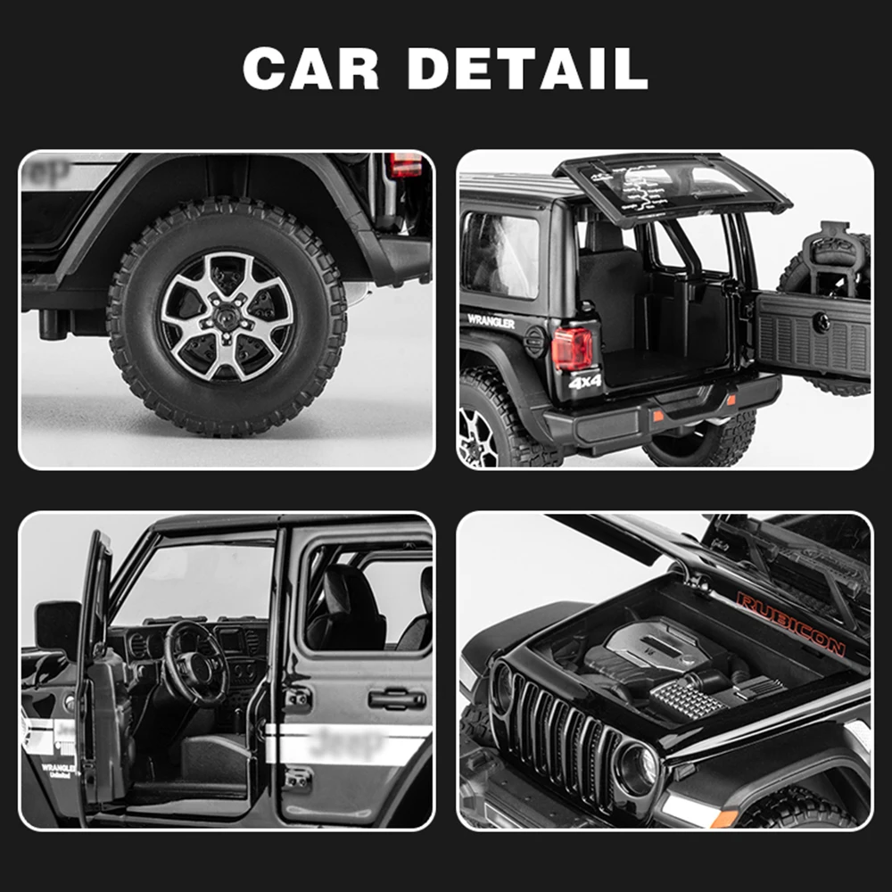 Scale 1/22 Jeep Wrangler Metal Diecast Alloy Toys Cars Model For Boys Children  Kids Gift Off-Road Vehicle Hobbies Collection images - 6