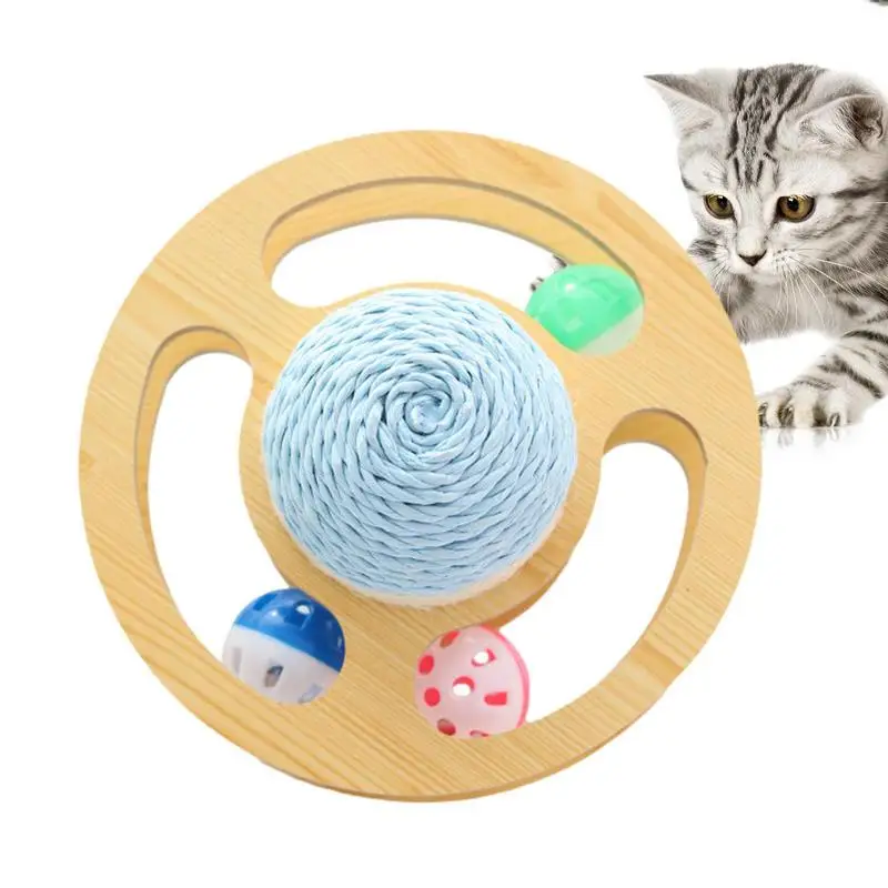 

Sisal Ball Cat Toy Space Asteroid Cat Scratch Ball Turntable Track Cat Claw Ball With Three Bell Balls Interactive Cat Toys