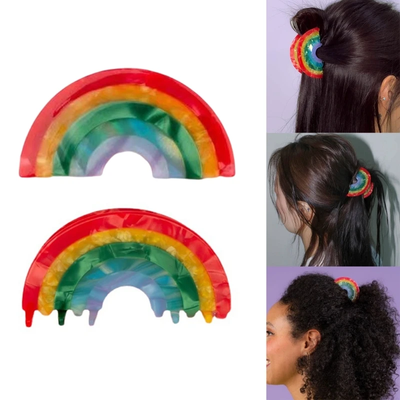 

Delicate Rainbow Shape Hair Claw Spring Ponytail Woman Headwear Female Hair Accessories Elegant Duckbill Hair Clip DropShip