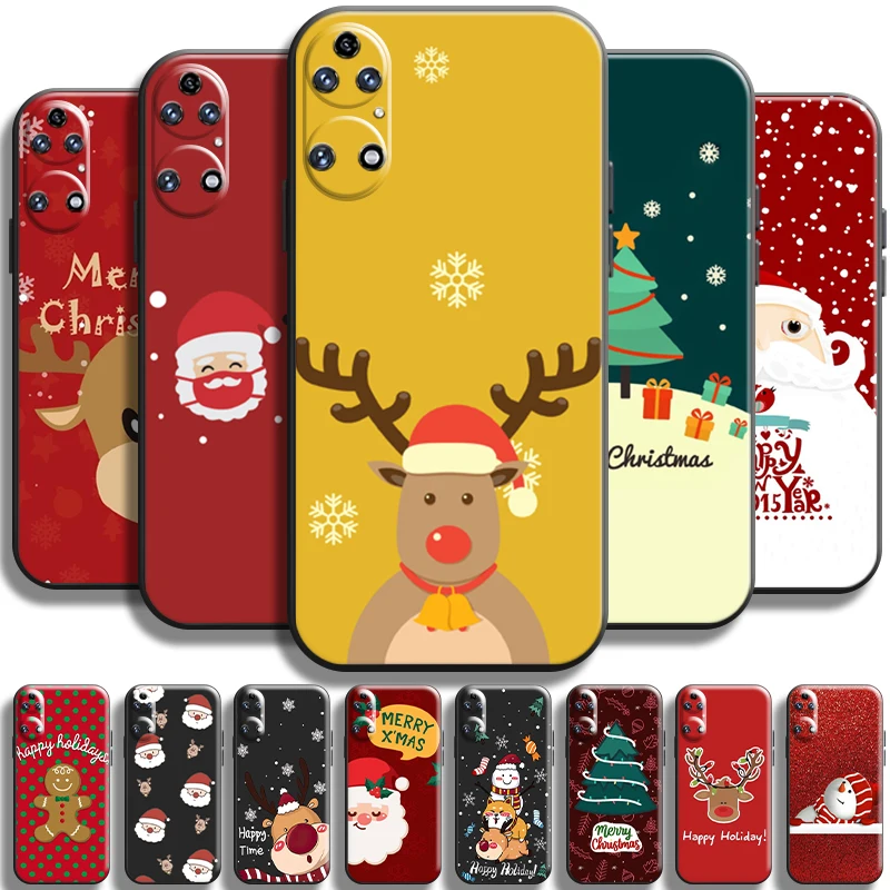 

Merry Christmas Santa Claus For Huawei P50 P40 P30 P20 Pro Lite 5G P Smart Z 2021 Phone Case Coque Liquid Silicon