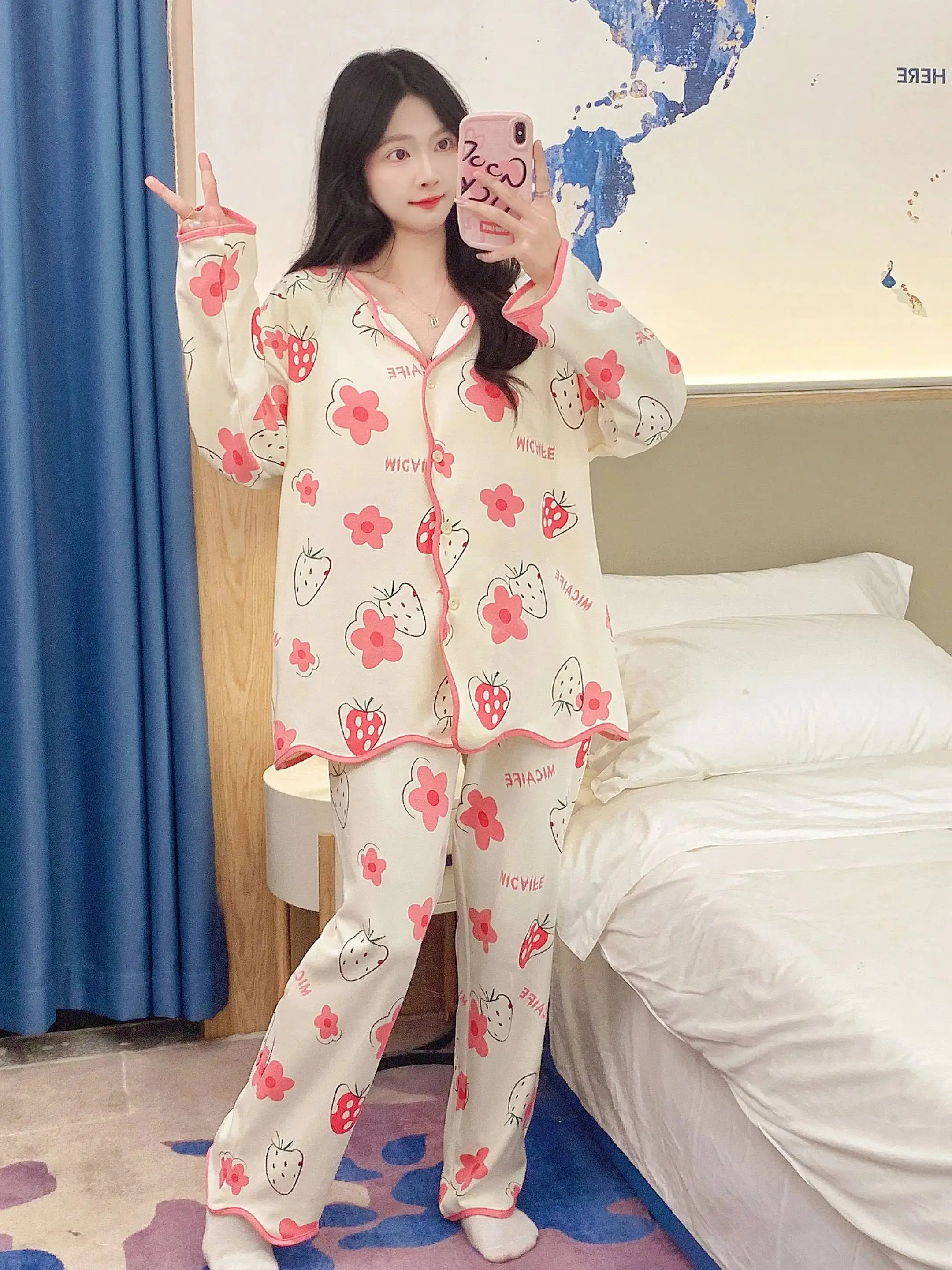 Пижамы женские Большие размеры Комплекты ночных рубашек Элегантное