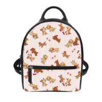 advocator cartoon dog print womens backpack pu leather school travel bag personalized customized bolsa feminina free shipping