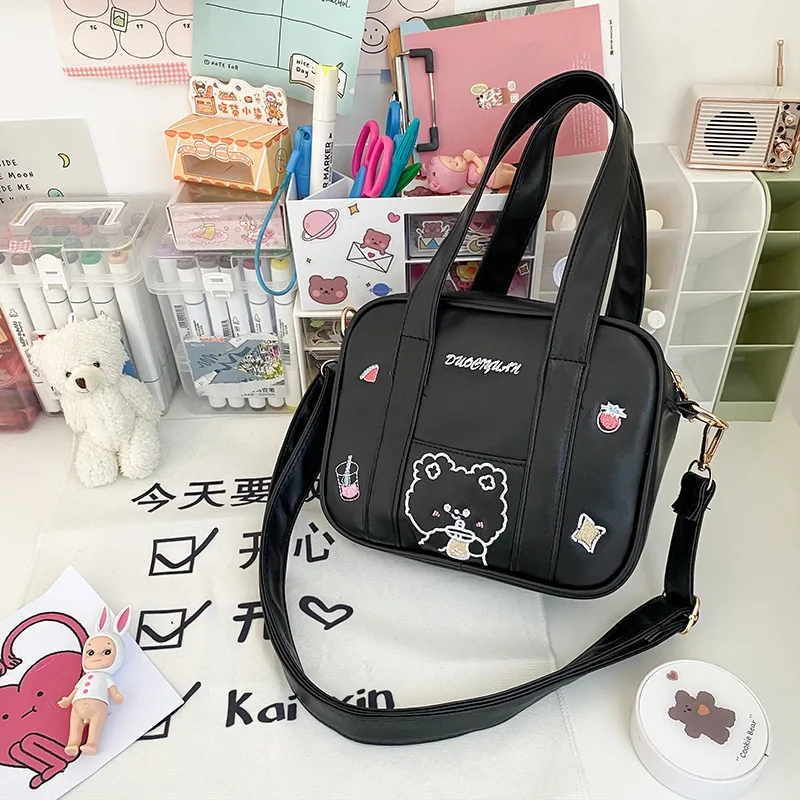 

HAEX Japanese Style Bag Female Harajuku Kawaii Bear Embroidery Women Shoulder Bag 2022 Fashion New Trend Students Crossbody Bags