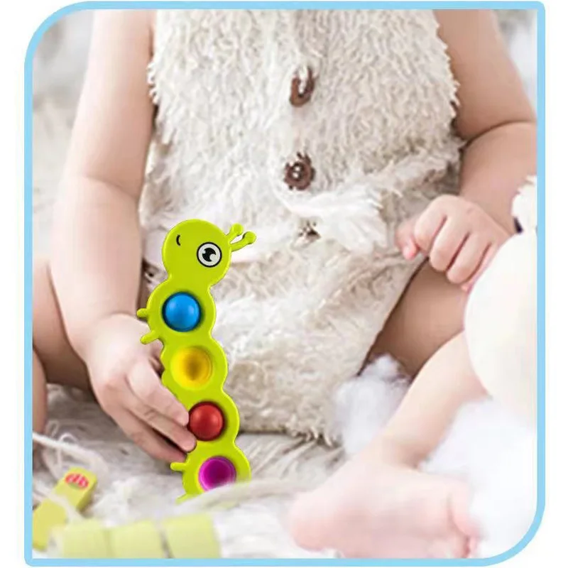 Силиконовая пузырьковая мультяшная гусеница для распознавания цветов сенсорные