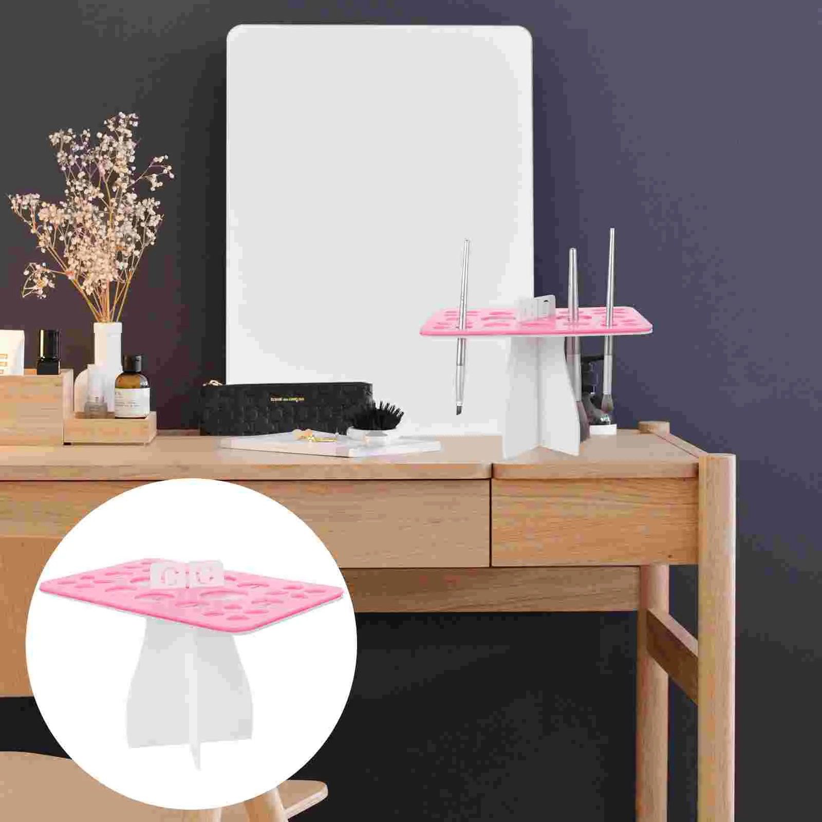 

Brush Makeup Stand Rack Drying Holder Display Dryer Organizer Brushes Beauty Acrylic Shelf Tray Tree Nail Pen Lover Gift Support