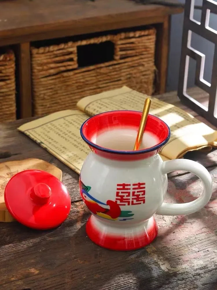 1Pcs Spittoon Cup Nostalgic Chamber Pot Ceramic Water Cup Household Mug Birthday Wedding Companion Hand Gift