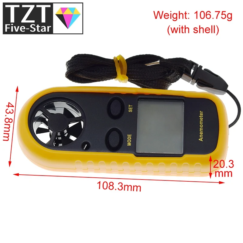 Цифровой анемометр 0-30 м/с Измеритель скорости ветра -10 ~ 45C Тестер температуры
