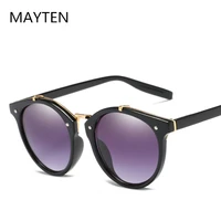 2022 vintage round rivet sunglasses women brand designer eyewear uv400 gradient female retro sun glasses elegant oculos de sol