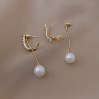 new fashion fringed pearl inlaid rhinestone dangle earrings for women elegant girl stylish jewelry gift