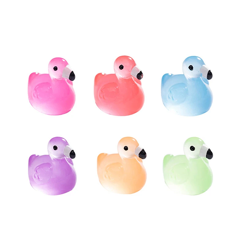 10 шт. мини-смола утки с фламинго миниатюры светящиеся в темноте сказочный сад