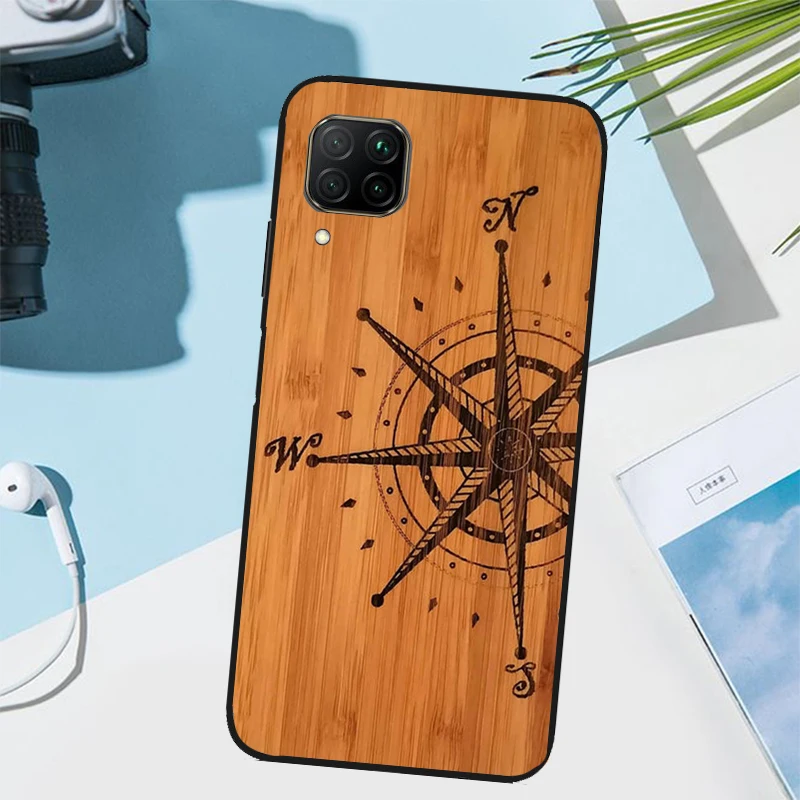 Фото Чехол с леопардовым принтом и компасом из дерева для Huawei Nova 7i 8i 3i 11i 12i 9 10 SE Y73 Y90 Y70 Y72 Y61 Y91 P30 P40 Lite P60 Pro №2
