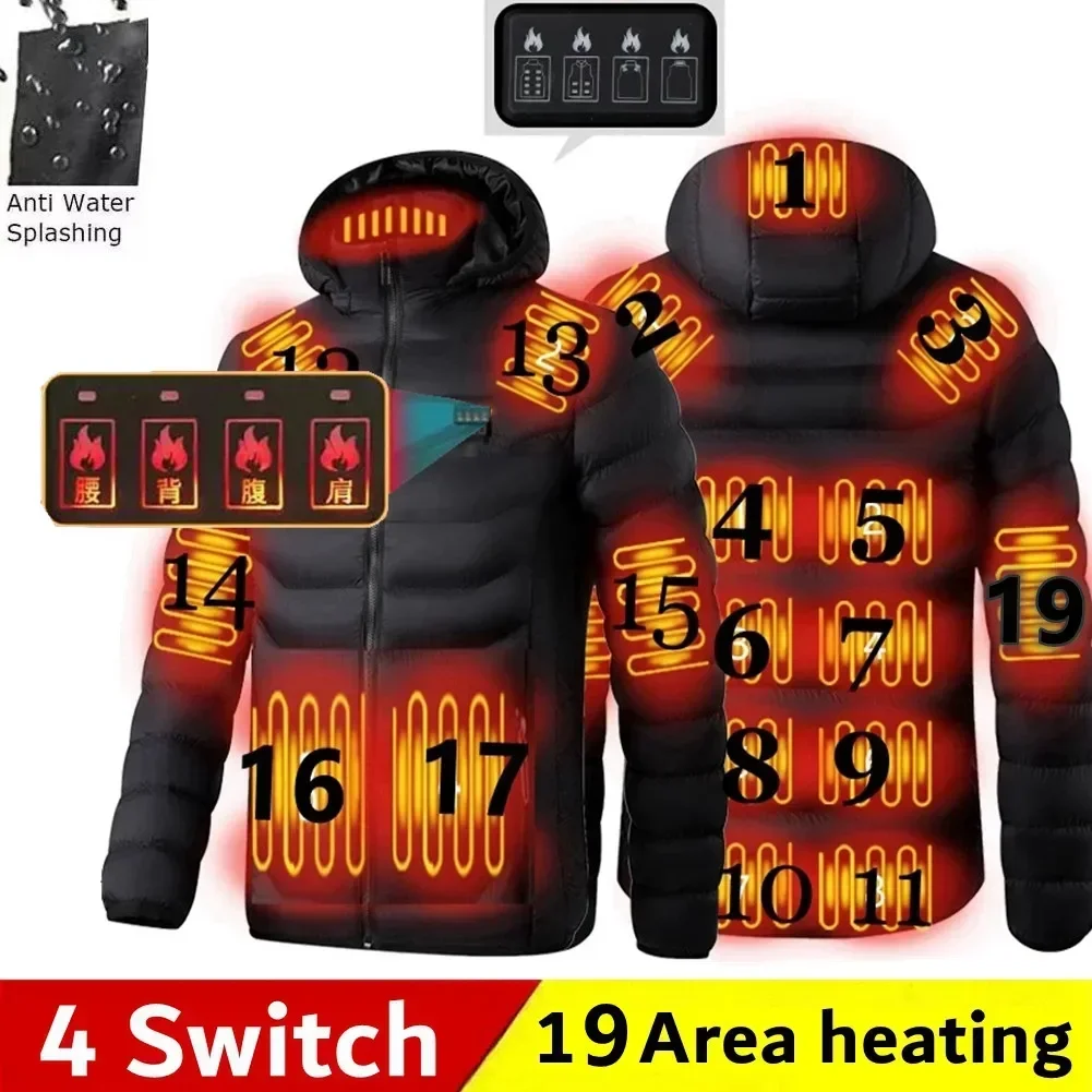 

USB Outdoor Warm Heatable Areas Sprots Winter Cotton Electric Jacket Jackets Jacket Thermal Heated 19 Men Clothing Heating Coat
