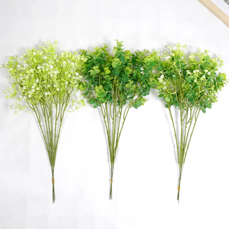 

6pcs Artificial Plants Branches Eucalyptus Leaves Green Leaf Bouquet Wedding Party Home Room Decoration Accessories Bonsai Tree