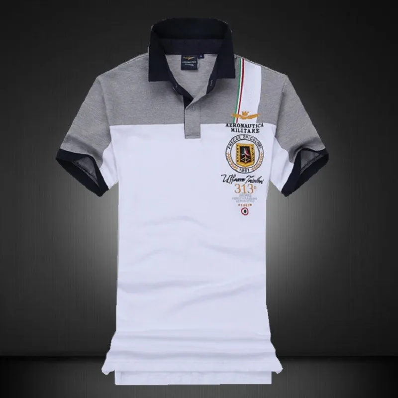 

Tide Brand Polo Shirt Men Casual Breathable 100% Cotton Lapel Short-sleeved Color-blocking Air Force One Embroidered T-shirt Top