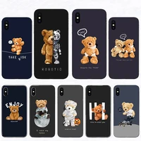 cute cartoon bear phone case for iphone 12 mini 13 11 pro max se 2020 xs x xr hard mobile shell 7 6s 8 plus 5 funny unique cover