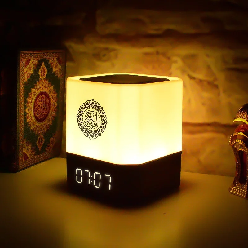 

Haut-parleur coran Bluetooth sans fil, lecteur MP3, horloge, haut-parleur à lumière tactile LED, veilleuse, commande numérique