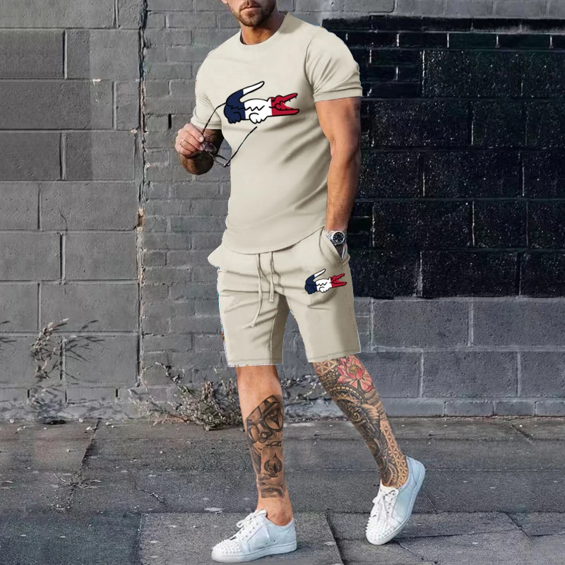 Summer Fashion Luxury Brand T Shirt Shorts Pure Cotton Men Tracksuit 2 Piece Sets Man Clothing Streetwear Hip Hop Sports Outfits