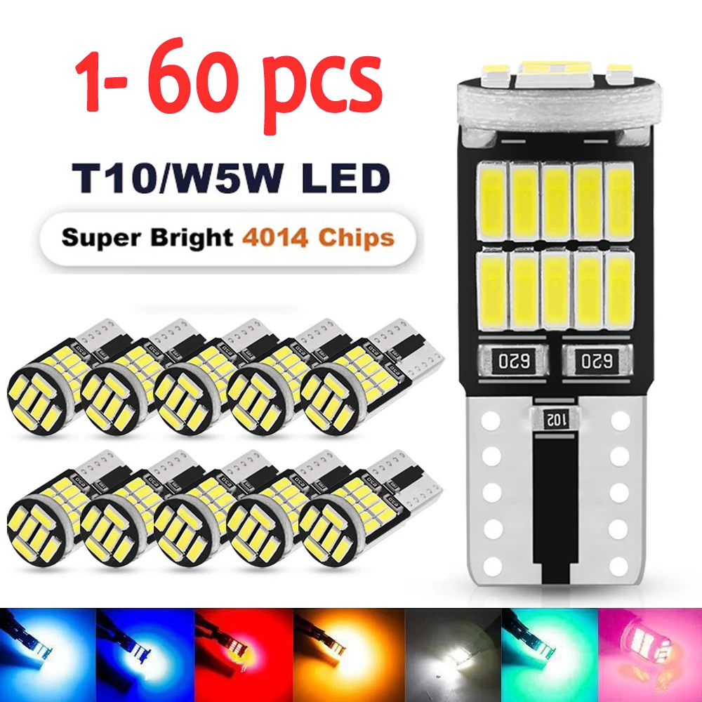 

1-60 Шт. T10 W5W 194 501 SMD 4014 LED Canbus Без Ошибок, Универсальные Автомобильные Лампы Для Салона, 26 Чипов, Чисто Белый ...