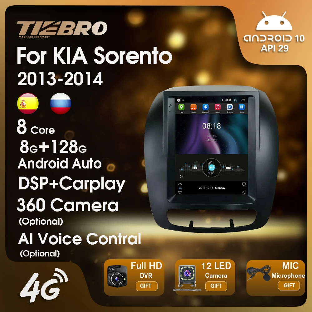

Автомобильный радиоприемник в стиле Tesla, 2DIN, Android 10, для Kia Sorento 2013-2014, GPS-навигация, автомобильный мультимедийный видеоплеер, автомобильное ра...