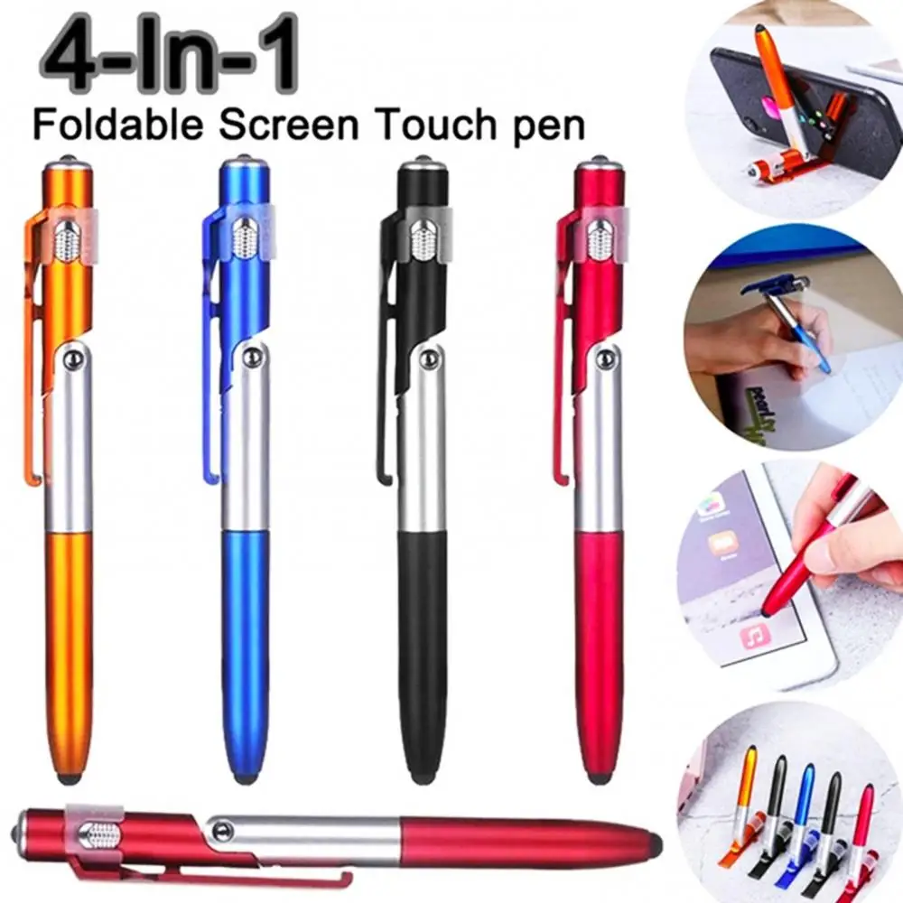 

4-в-1 Складная шариковая ручка стилус для экрана сенсорная ручка универсальная мини-емкостная ручка со светодиодом для планшета мобильного ...
