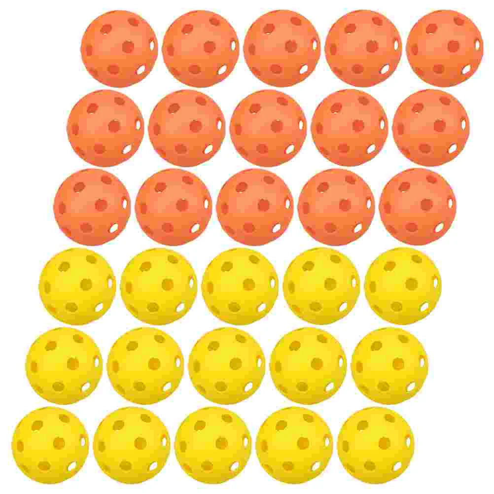 

30 Pcs Golf Hole Training Golfs Balls Hallow-out Golfing Indoor Practice Pe Plastic Porous Pickleball Orange Accessories