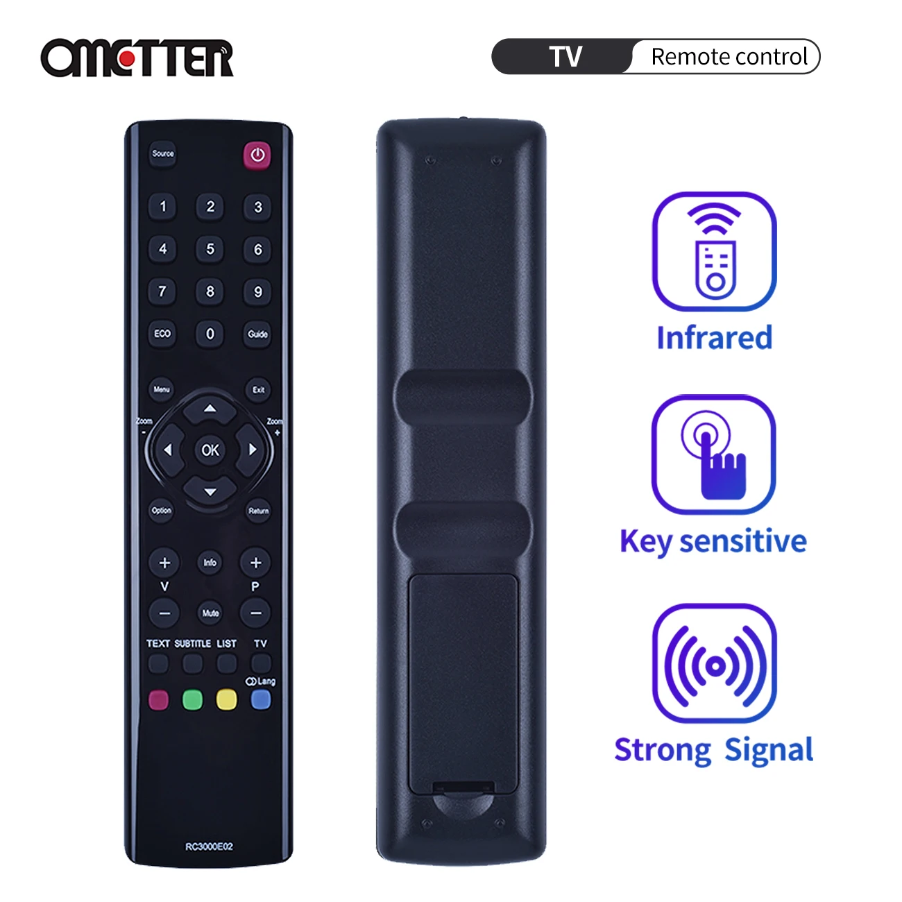 

RC3000E02 Unviersal Smart TV Remote Control Replacement LED LCD Television Remote Control Black All Functions For TCL