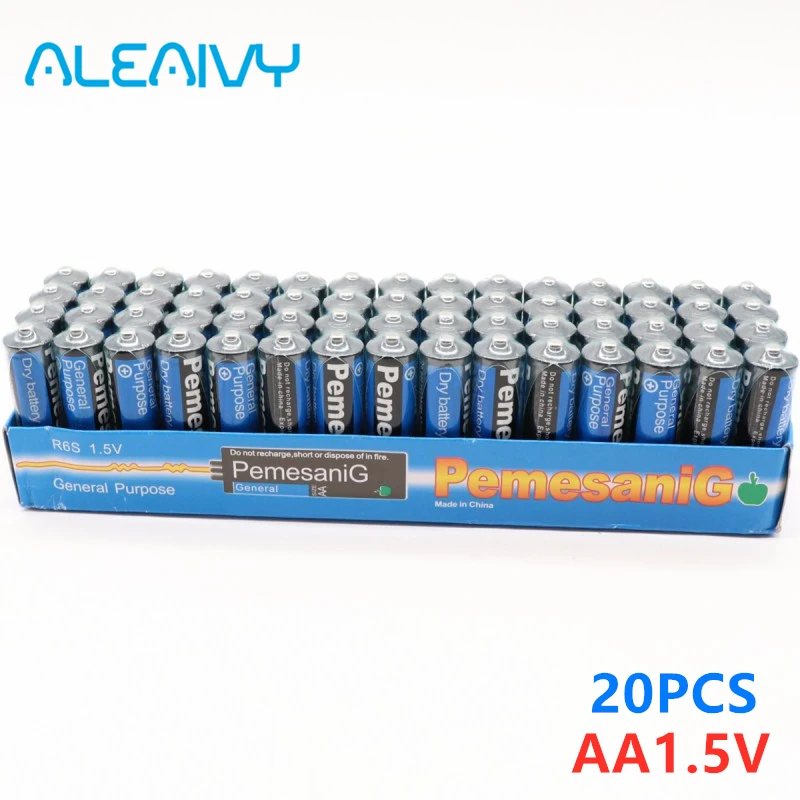 

20 шт., одноразовые щелочные сухие батарейки AA, 1,5 в