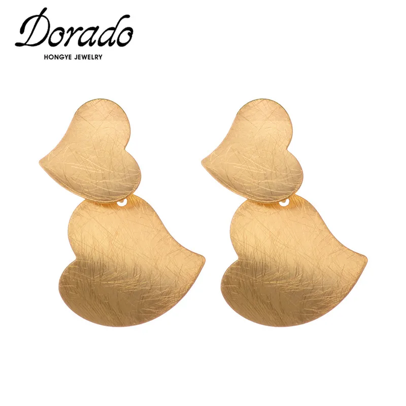 

Dorado Bohemian Double Hearts Drop Earrings For Women Party Simple Design Gold Color Metal Brincos Jewelry Daily Gift Bijoux