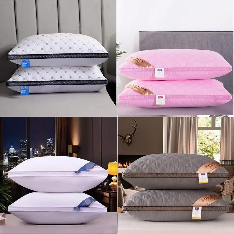 

Colorful Pillow Core 48x74cm Home Five-star Hotel Adult Student Cervical Pillows Down Velvet Low Middle High Bed Pillow Bedroom