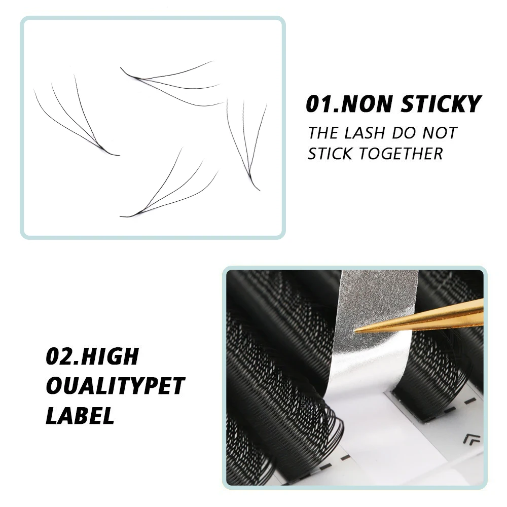 Fadvan Curl B C D DD LC 3D W Форма ресниц Цветущее цветение Готовые вееры Наращивание Макияж