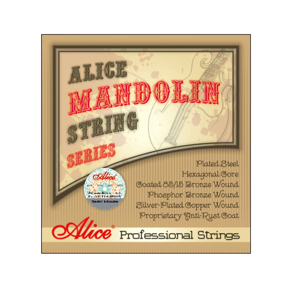 Фото Alice AM06 Струны для мандолины Set .010-.034 покрытие 85/15 бронзовая обмотанная стальная 4 струны антикоррозийное покрытие №3