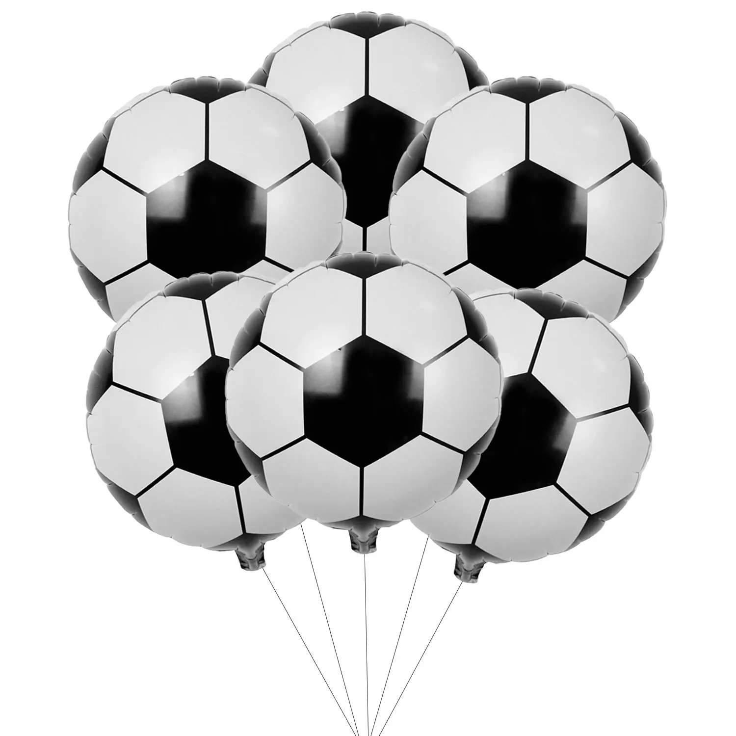 6pcs Large Soccer Foil Balloons for Soccer Party Decorations 4d Round Soccer Ball Balloons for Sports Themed Party Decorations