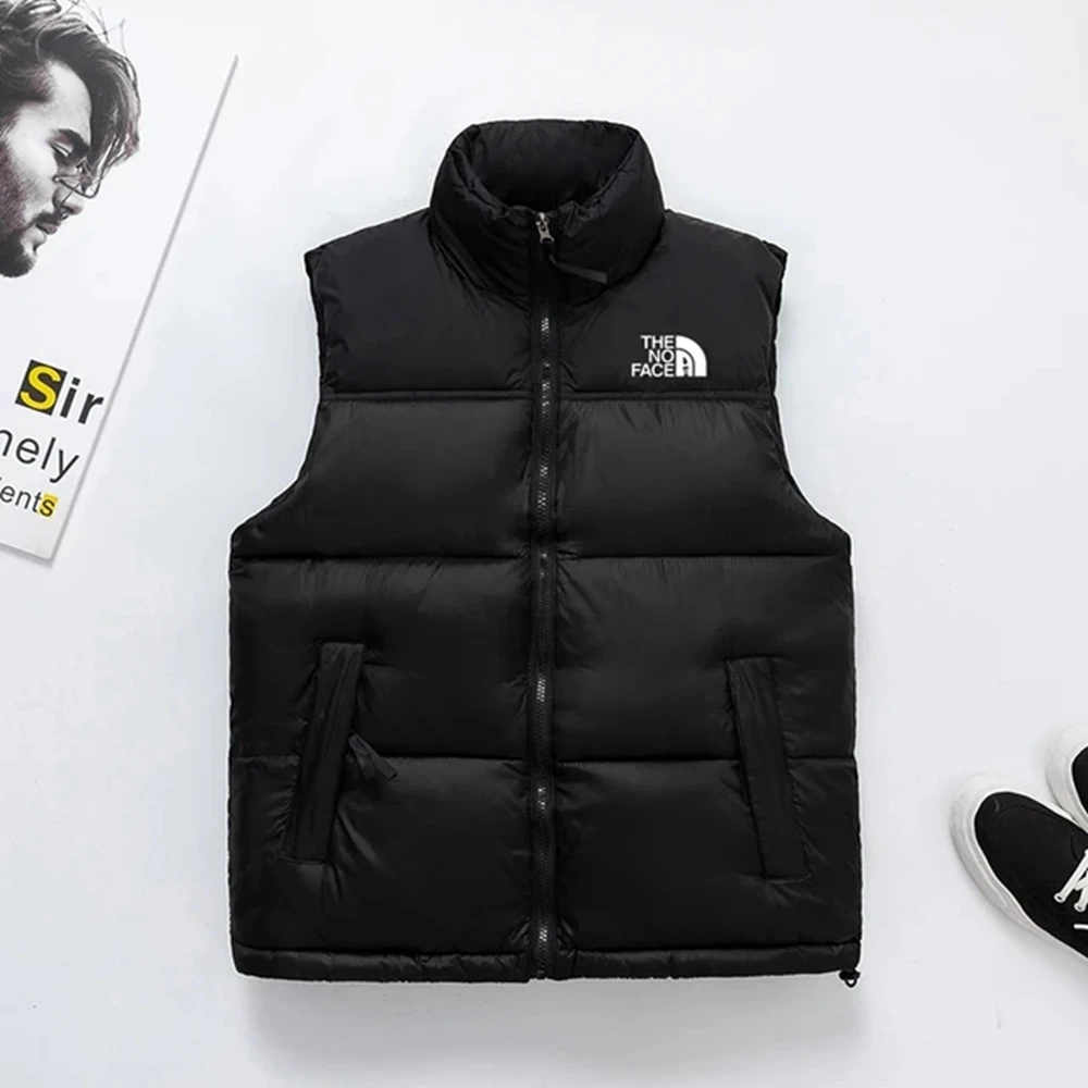 

Hot selling autumn/winter 2023 color matching vest jacket for men's loose fitting casual sports vest printed northern jacket