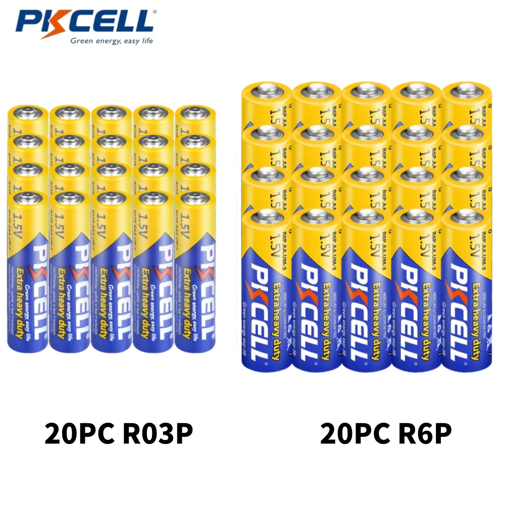 Батарейки PKCELL AAA и AA на 40 зарядов 20 шт