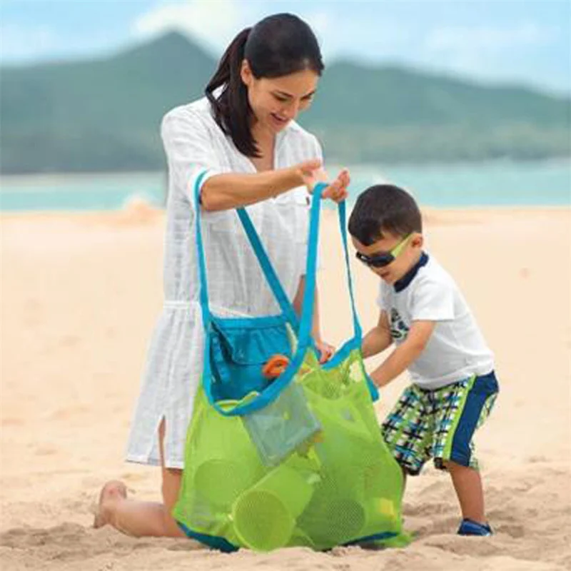 

Children Sand Away Protable Mesh Bag Kids Toys Storage Bags Swimming Large Beach Bag For Towels Women Cosmetic Makeup Bag