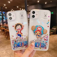 one piece luffy tony chopper quicksand phone case for iphone 13 12 11 pro max mini xr xs max 8 x 7 plus se anti fall cover shell