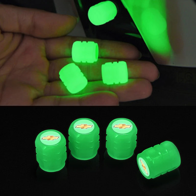 

4Pcs Luminous Car Wheel Tire Valve Stem Air Caps For Chevrolet logo Corvette cruze captiva lacetti Car Accessories