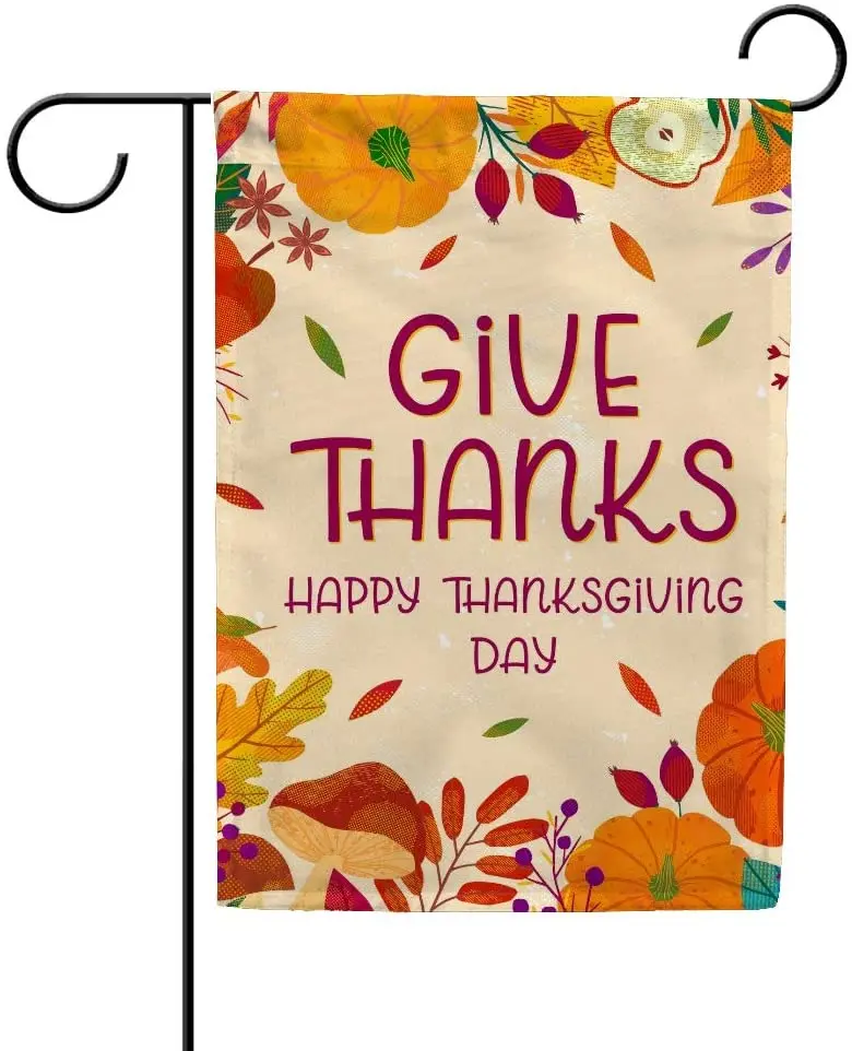 

Garden Flag Thanksgiving Day Pumpkin Autumn Fall House Flags Home Yard Banner for Outside Flower Pot Double Side Print Banner fo