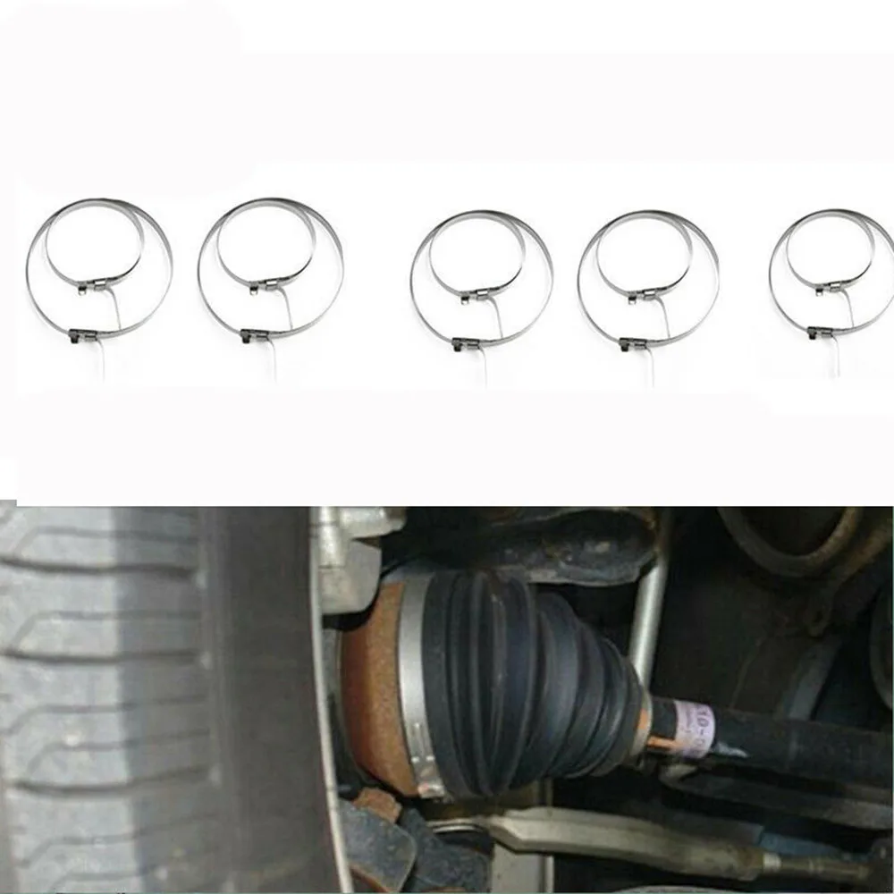 Купи 10x Universal Car CV Boot Clips Kit Stainless Steel Axle CV Joint Crimp Clamps Set Short Bands&Large Bands Car Accessories за 47 рублей в магазине AliExpress