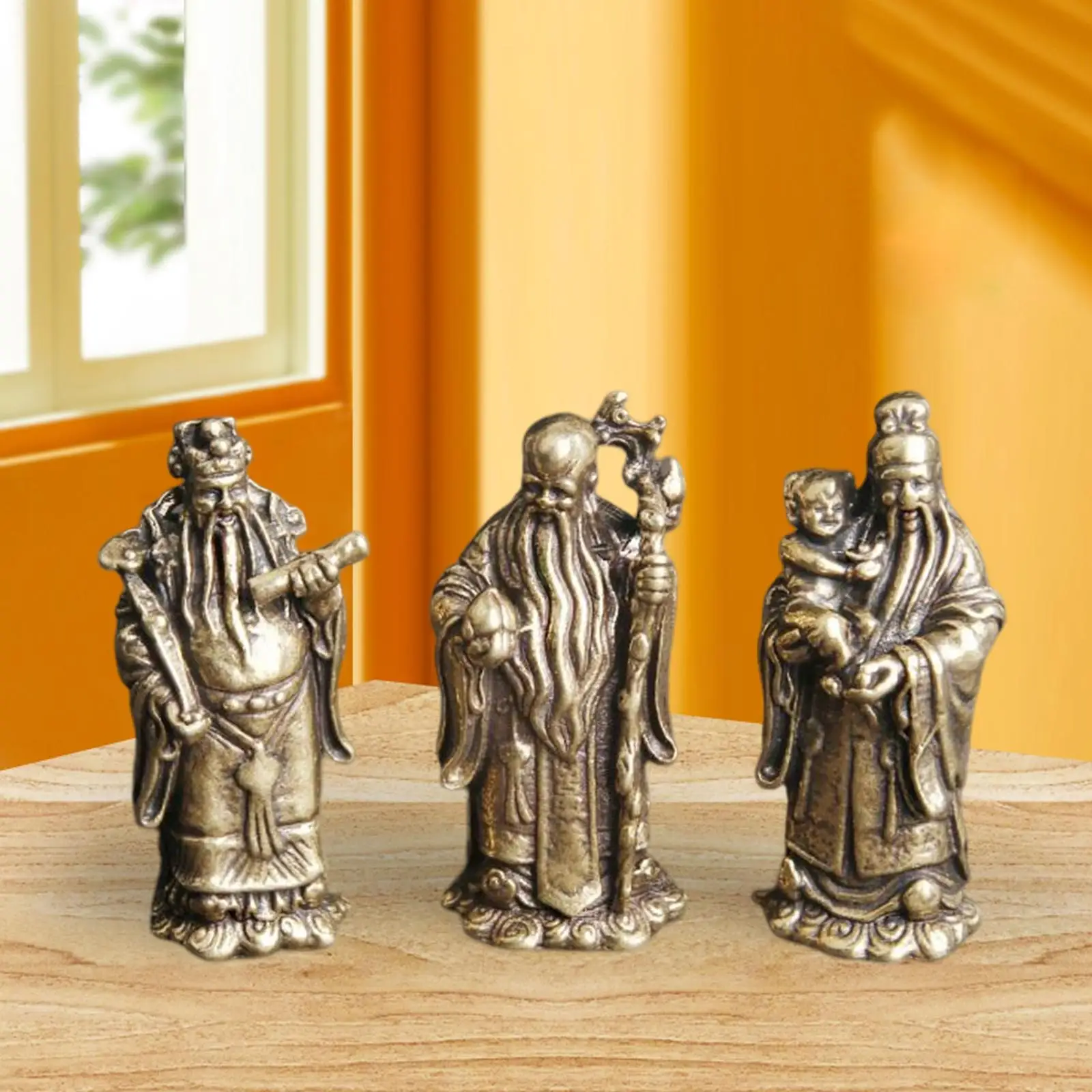 

Fu Lu Shou Statue Immortal Ornaments Fuk Luk Sau Figurines for Bedroom Decor