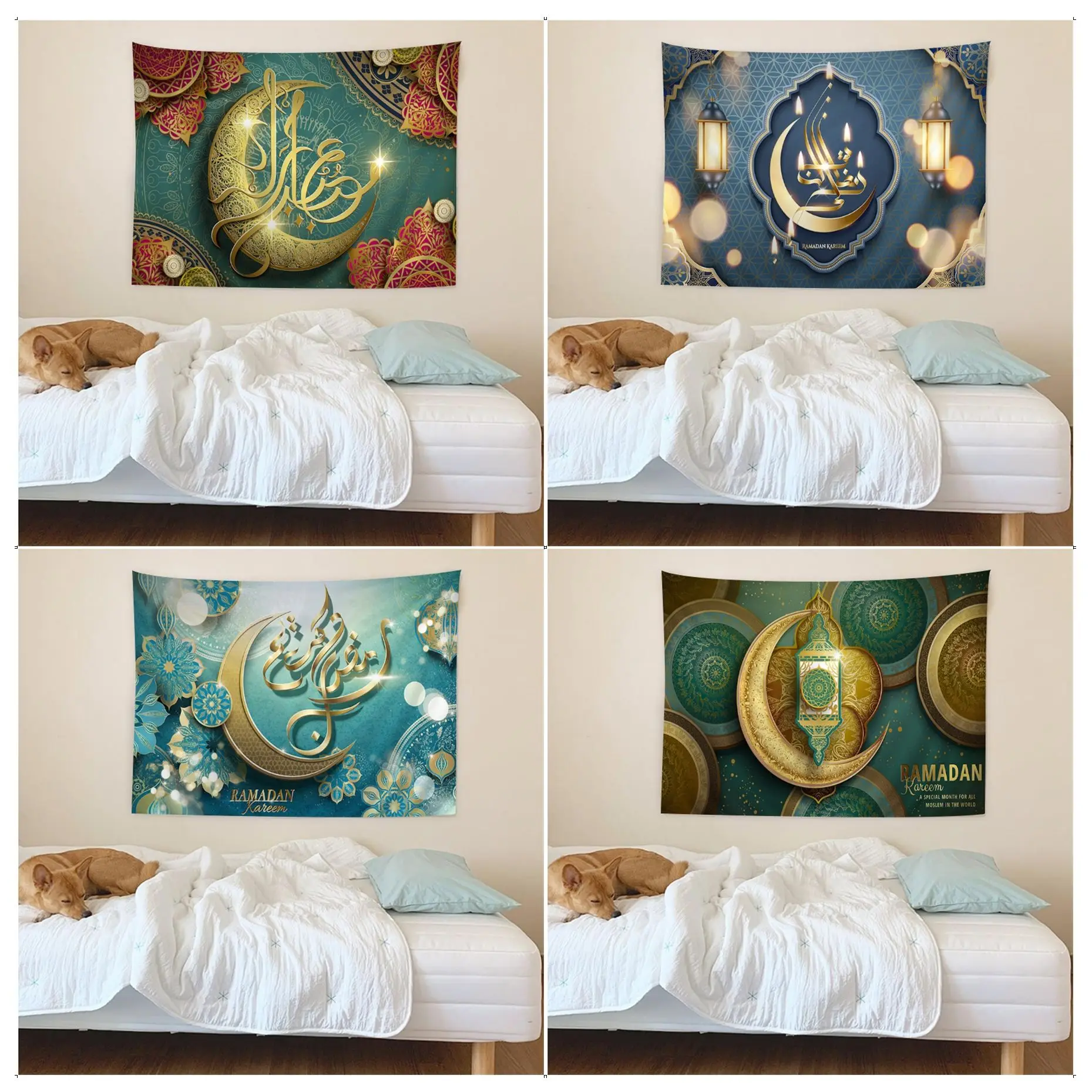 

Eid Mubarak Ramadan Festival Chart Tapestry Cheap Hippie Wall Hanging Bohemian Wall Tapestries Mandala INS Home Decor