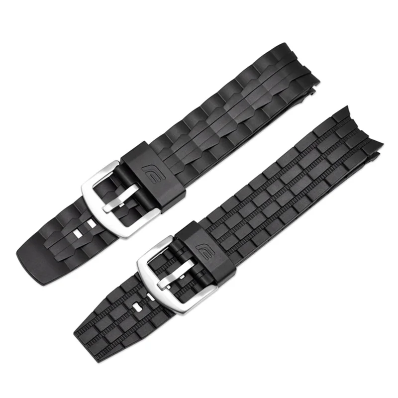 Black Waterproof PU Soft Sports Watch Strap for Casio EF-550 EF-523 22mm Bracelet Stainless Buckle